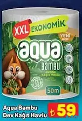 AQUA BAMBU DEV KAĞIT HAVLU 3 KATLI fiyat ve kampanya bilgisi